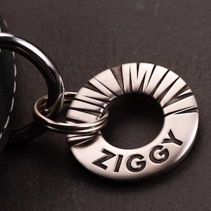 Shards Design, Stainless Steel or Brass Personalised Round Dog / Pet ID Tag