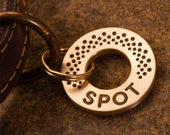 Spot Design, Edelstahl oder Messing personalisierter runder Hund / Haustier ID Tag