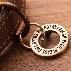 24mm/28mm Solid Brass or Stainless Steel, Professionally Engraved & Polished, Dog / Pet ID Tag image 2