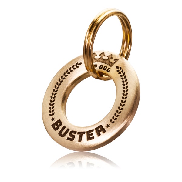 Solid Brass or Stainless Steel Personalised Round Dog / Pet ID Tag 25mm