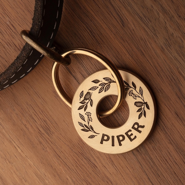 Large Solid Brass or Stainless Steel Personalised Round Dog / Pet ID Tag 35mm