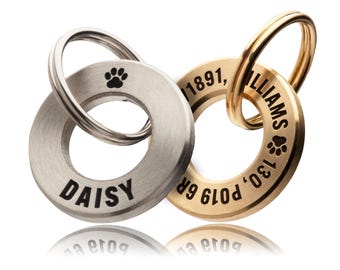 25mm/28mm/XL 35mm Solid Brass or Stainless Steel, Professionally Engraved & Polished, Dog / Pet ID Tag