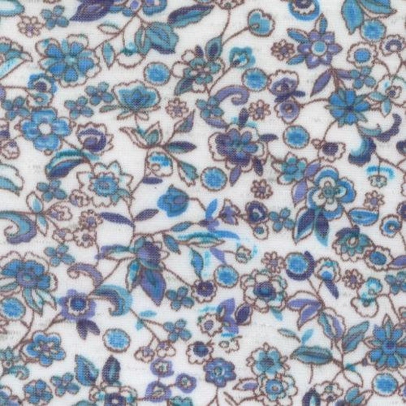 Blue Floral Print Jersey Knit Fabric