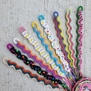 Colorful patterned squiggle friendship bracelets