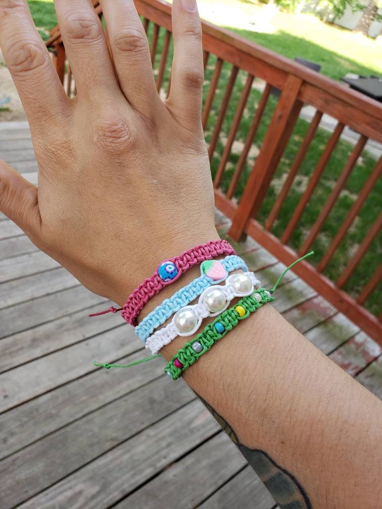 Knotted macrame woven friendship bracelets