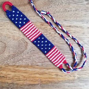 Fourth of July American flag handmade knotted friendship bracelets flag 4.5" xs