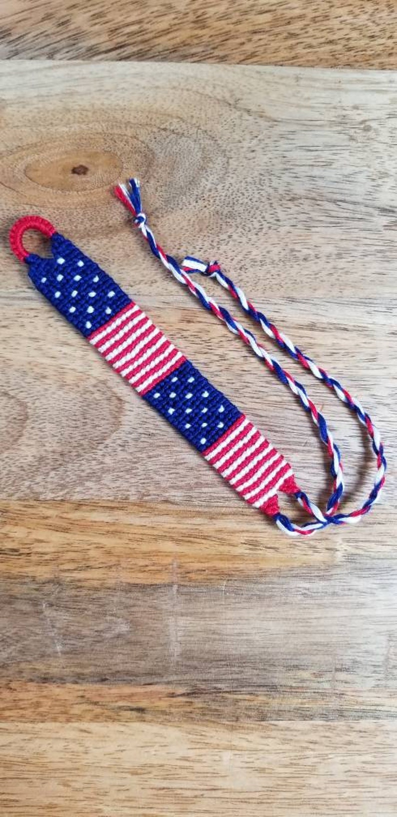 Fourth of July American flag handmade knotted friendship bracelets flag 4.5" xs