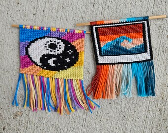 Aesthetic wave and yin yang wall hangings