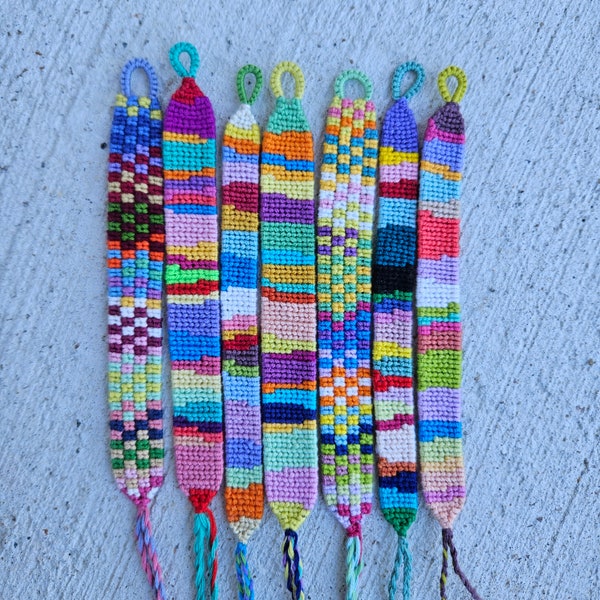 Colorful handmade knotted friendship bracelets