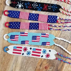 Fourth of July American flag handmade knotted friendship bracelets image 3