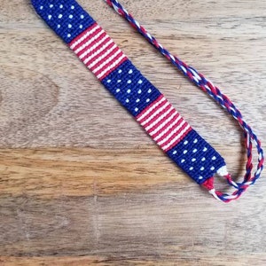 Fourth of July American flag handmade knotted friendship bracelets Stars and stripes