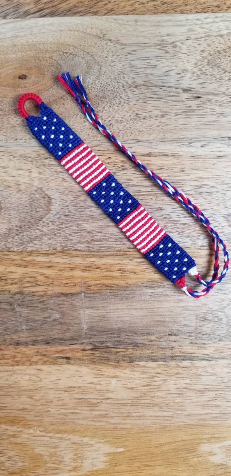 Fourth of July American flag handmade knotted friendship bracelets Stars and stripes