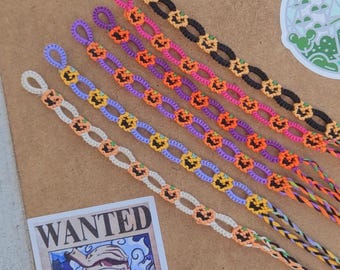 pumpkin chain friendship bracelets: size info in description