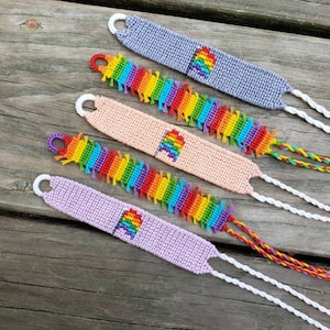Pride flag and rainbow handmade knotted friendship bracelets