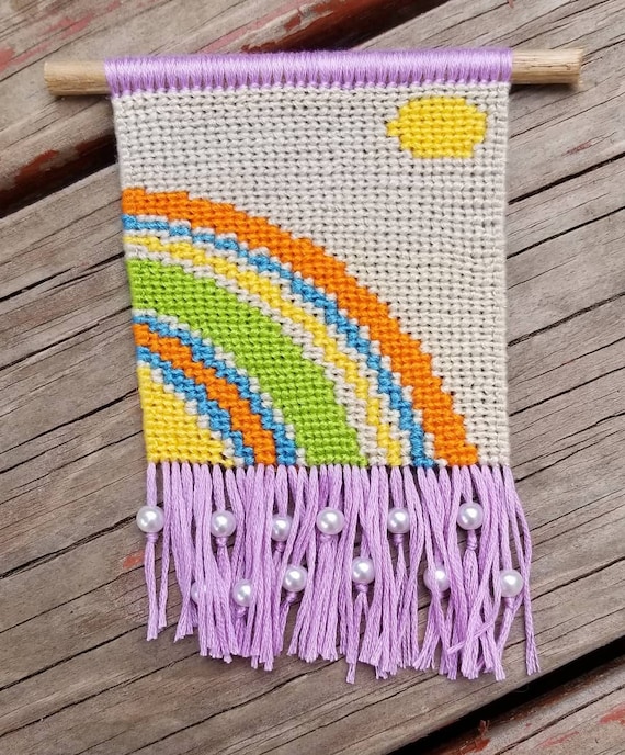 Colorful Landscape Handmade Boho Knotted Tapestry Wall Hanging Etsy