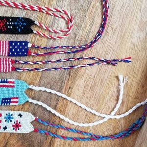 Fourth of July American flag handmade knotted friendship bracelets image 4