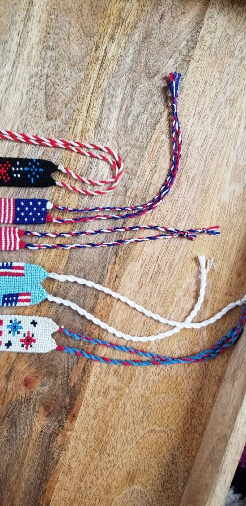 Fourth of July American flag handmade knotted friendship bracelets image 4