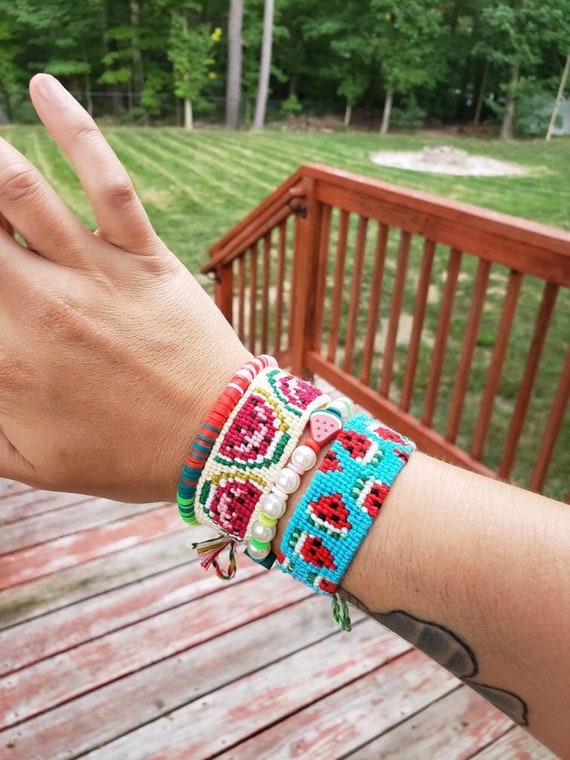 Preppy Watermelon Friendship Bracelet Stack Etsy Australia