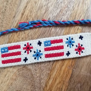 Fourth of July American flag handmade knotted friendship bracelets Flag and fireworks