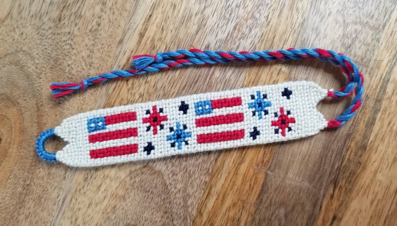 Fourth of July American flag handmade knotted friendship bracelets Flag and fireworks