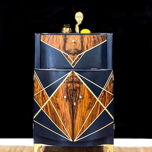 Art Deco Cocktail Cabinet ‘Gatsby’ In Midnight Blue and Gold* sold but can recreate please contact me. Other cabinets available