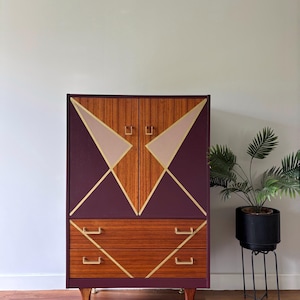 Handpainted GPlan Mid Century Cocktail Cabinet. A real wow piece!  FREE UK delivery