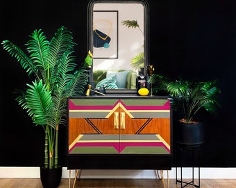 GPlan Drinks Cabinet Sideboard Refurbished with a bold funky design *sold but can recreate please contact me