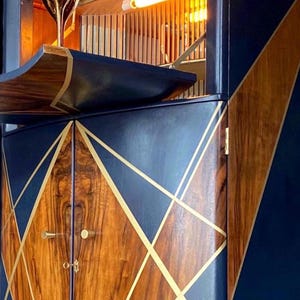 Art Deco Cocktail Cabinet ‘Gatsby’ In Midnight Blue and Gold*