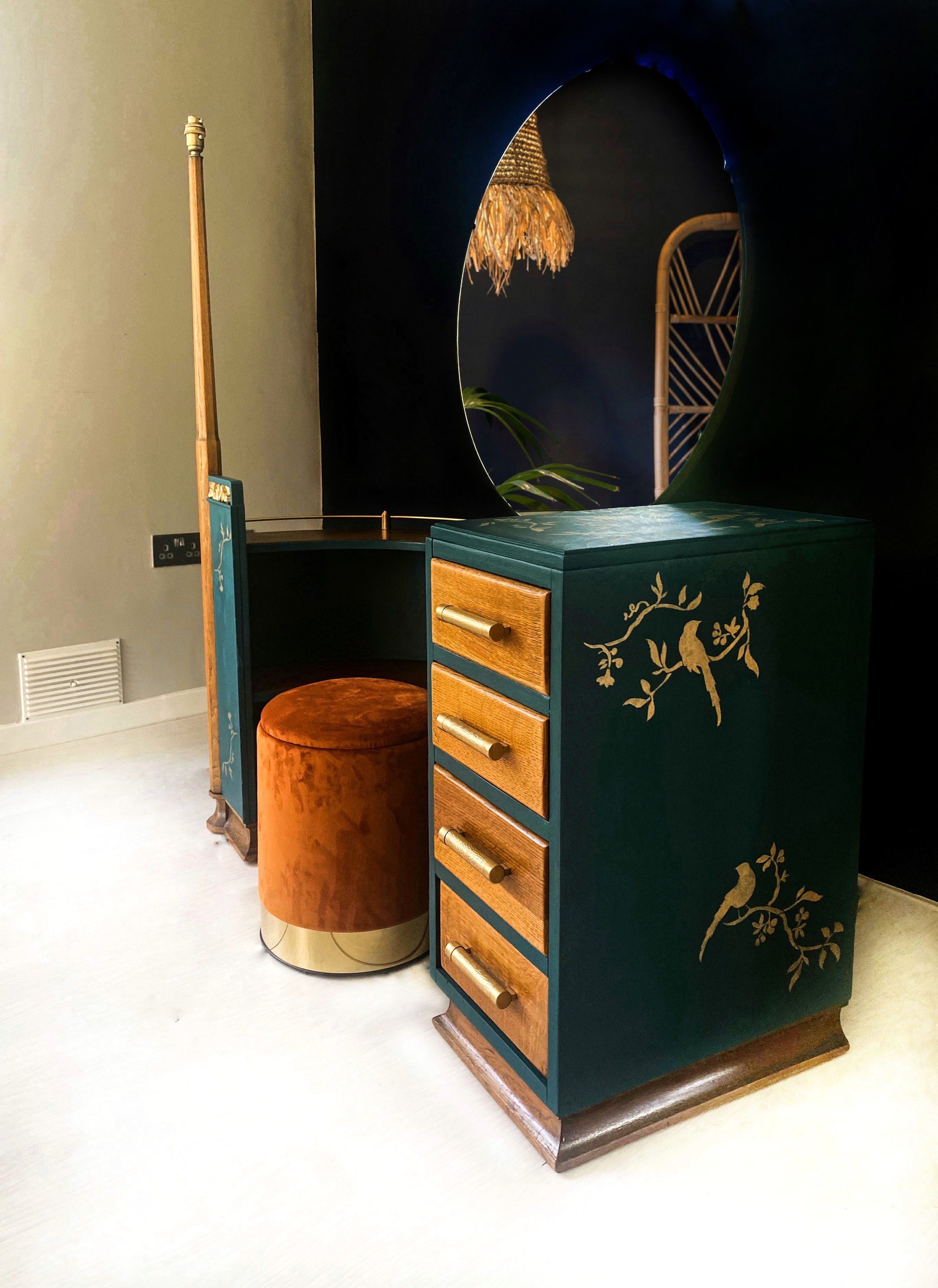 Emerald green online dressing table stool