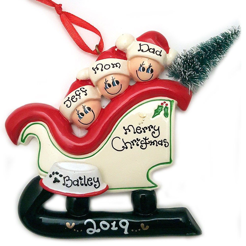 Personalized Family Christmas Ornaments With Dog 