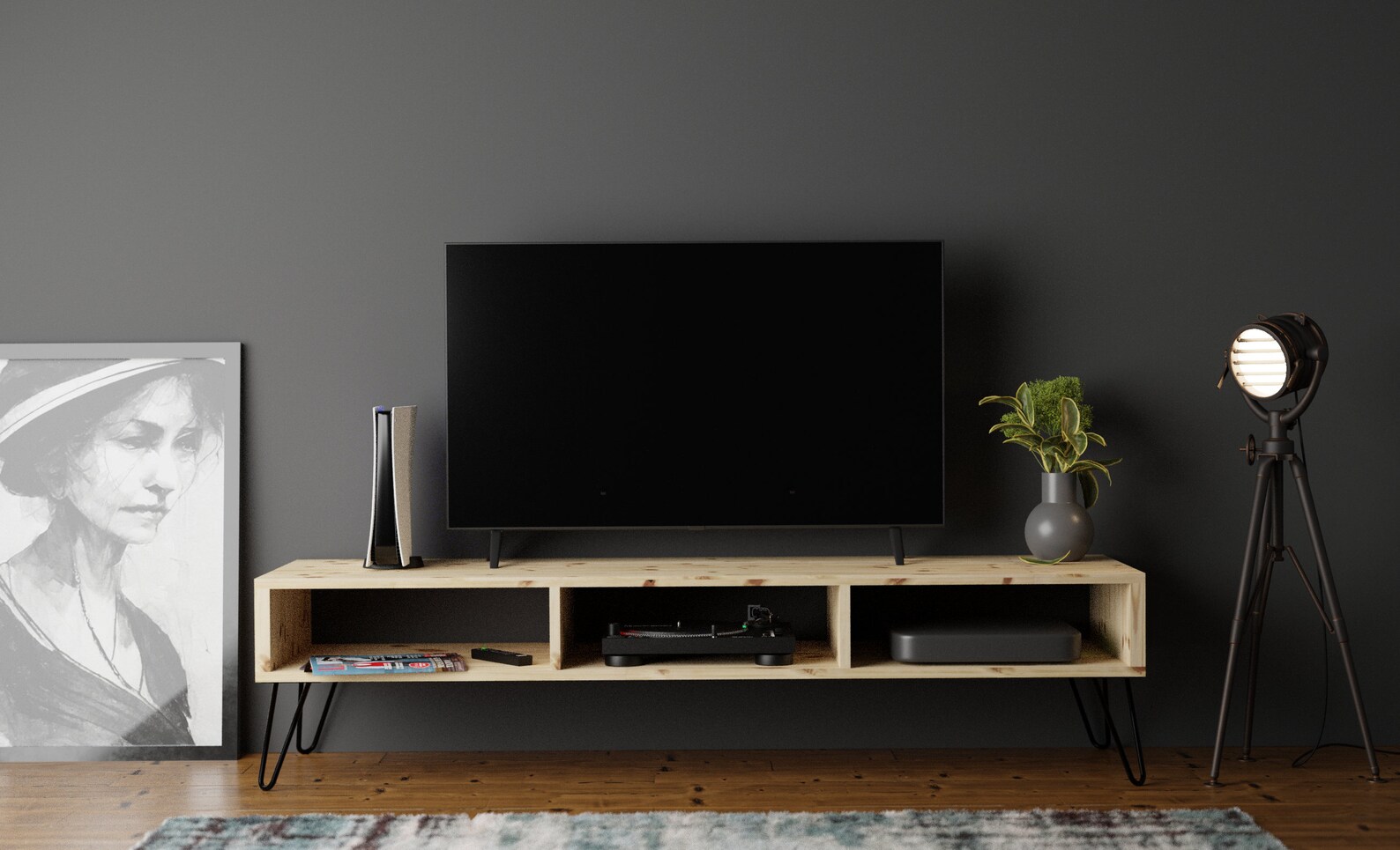 Scandinavian TV Cabinet - TV Stand - TV Unit - Console Table - Hairpin ...