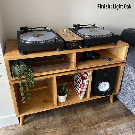 Scandinavian Vinyl Record Cabinet With Floating Shelf Minimal