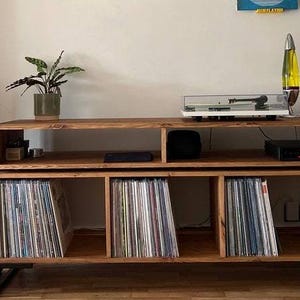 Förvaringsskåp för vinylskivor med flytande hyllplan Minimalistisk vinylförvaring Skivförvaringsenhet - Hi-fi Ek Valnöt Teak - Vinylskåp