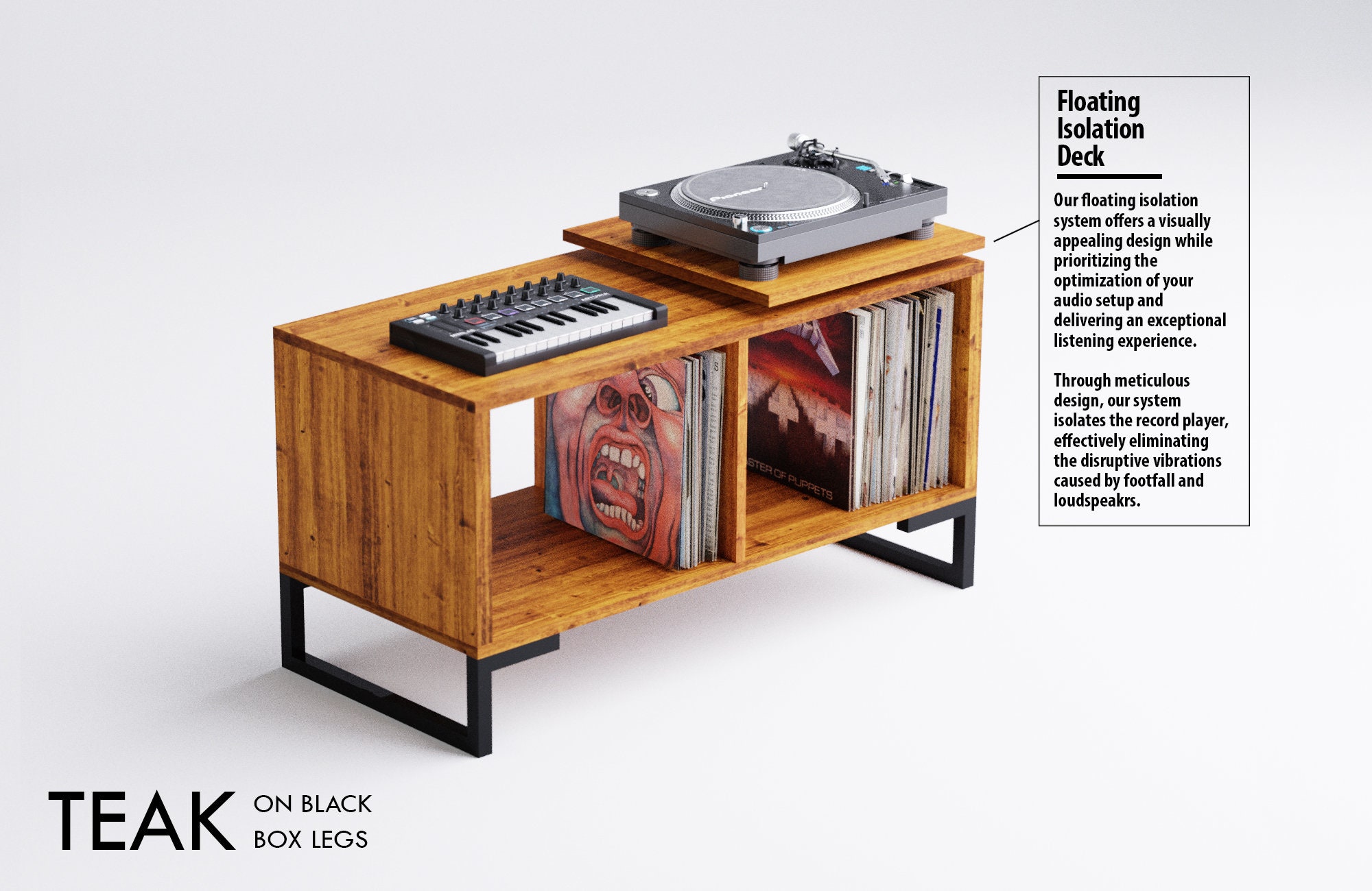 Mobile portadischi in vinile ISO-DECK con giradischi flottante con isolamento - Portadischi - Portadischi - Unità portadischi - Supporto per giradisch