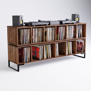 Många - Two Tier Vinyl Record Cabinet for Collectors - Vinyl Storage ...