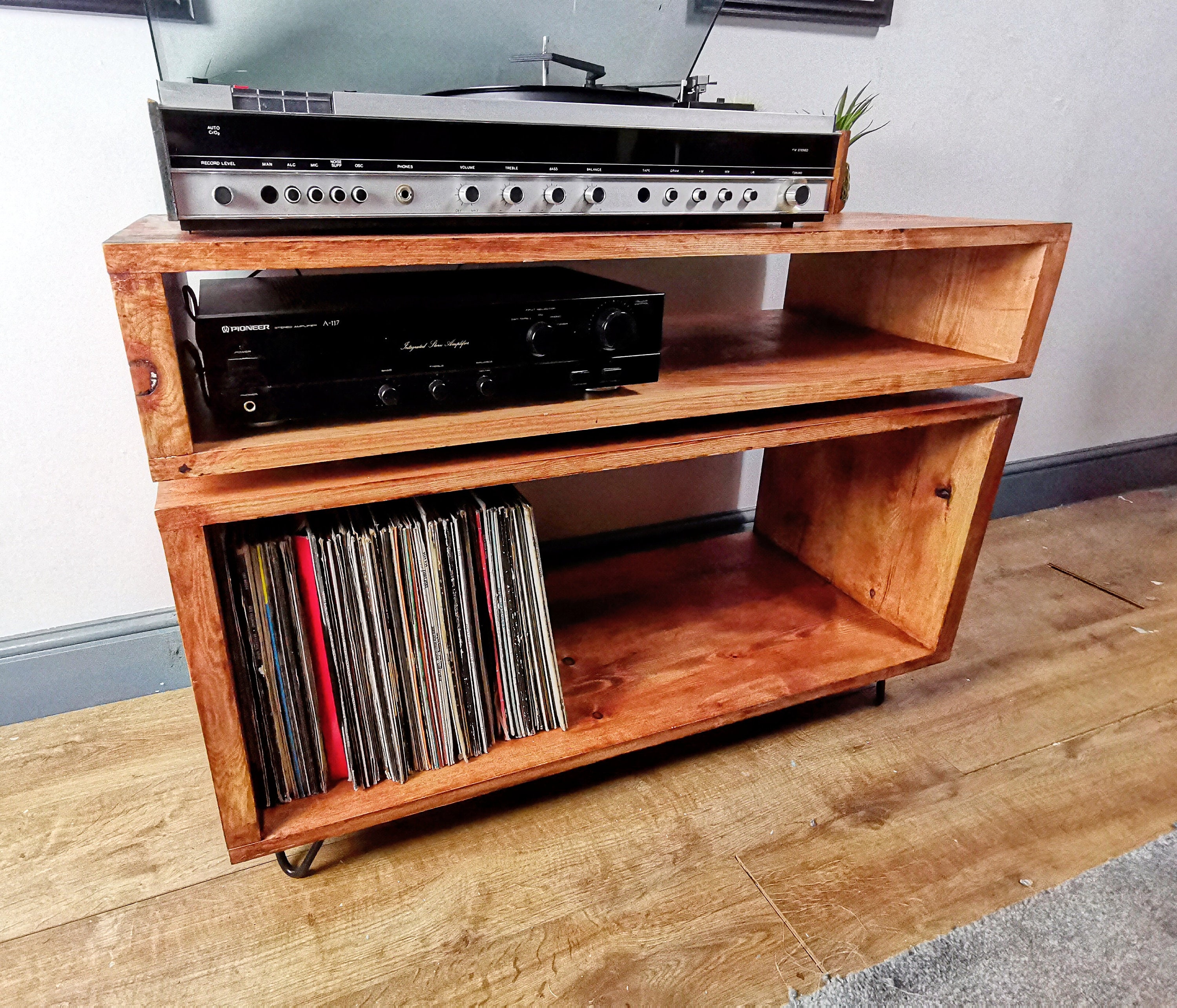 Scandinavian Vinyl Storage With Floating Shelf Minimal Etsy UK