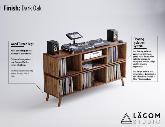 Two Tier Vinyl Record Cabinet Record Storage DJ Cabinet Vinyl