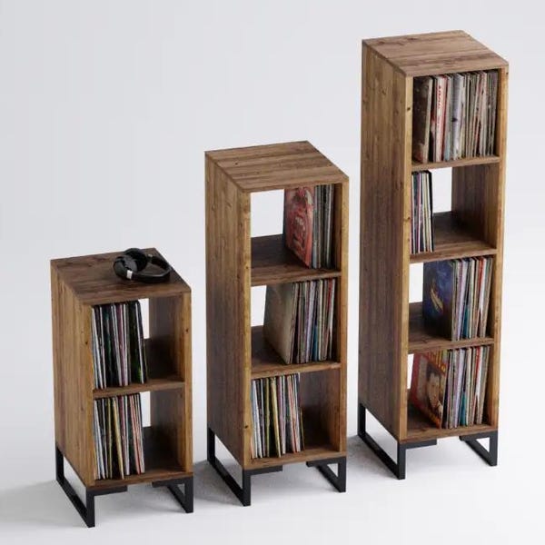 The Tower - Vertical Tall Vinyl Storage Cabinet - Vinyl Record Storage Unit 12"