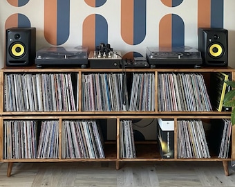 Opbergkast voor vinylplaten voor verzamelaars Tweelaags - Vinylopberger - Platenopberger - Platenkast - Vinylopberger DJ-kast bureaustandaard