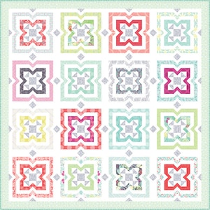 Desert Rose PDF Quilt Pattern, Modern Canyon Succulent Cactus Flower Design