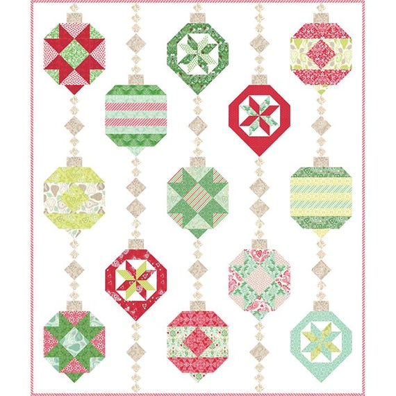 Felicity PDF Quilt Pattern, Christmas Tree Ornaments, Festive Modern or Vintage Holiday Quilt