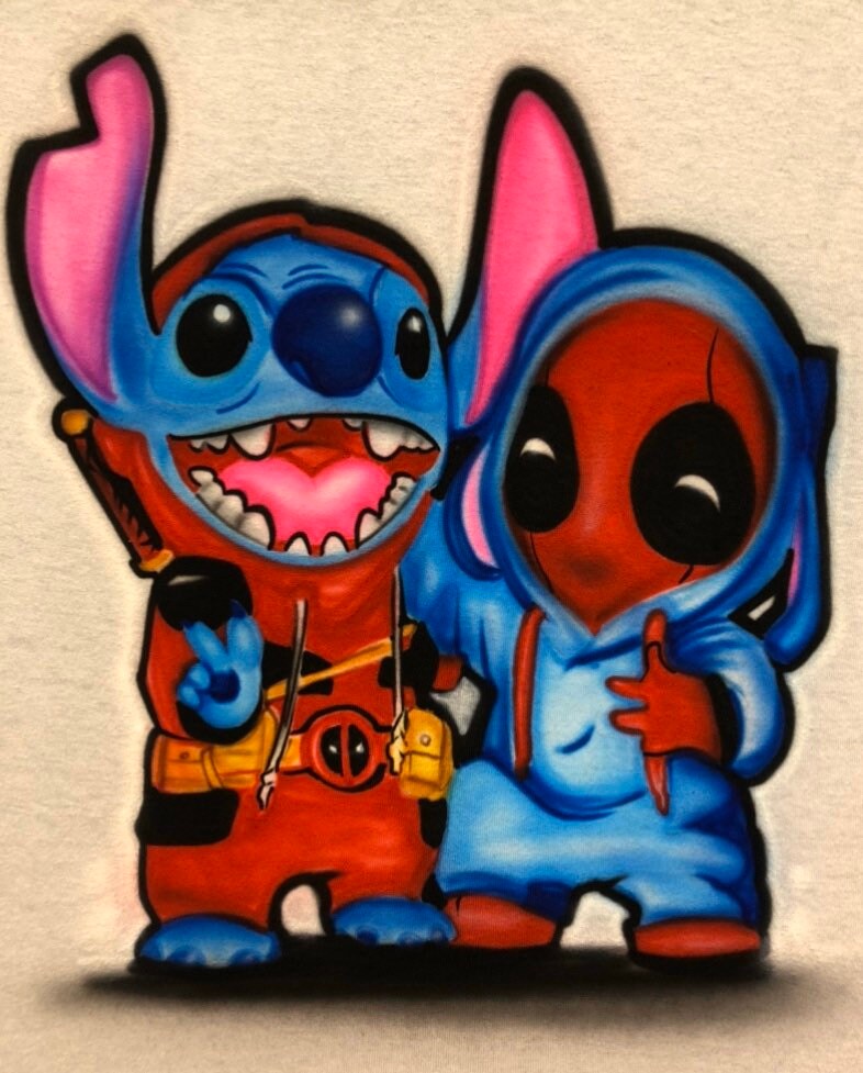 Stitch With Deadpool Etsy