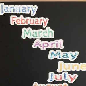 Calendar Magnets // Planner Months Magnets // Colorful Calendar Magnet Months - Cabin Sketch font