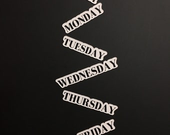 Bodoni Font Weekly Magnets for Calendar // Planner Magnets // Sunday through Saturday Magnets