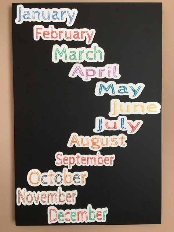 Calendar Magnets // Planner Months Magnets // Colorful Calendar Magnet Months - Cabin Sketch font