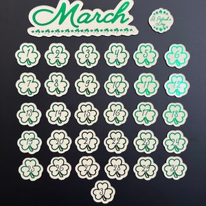 Themed Foiled March Calendar Magnets // Shamrock Days and Month // Green Calendar Magnet Months and Days // St. Patrick’s Day