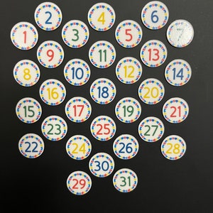 Puzzle Circle Number Magnets for Magnetic Calendar / Autism Awareness Number Magnets