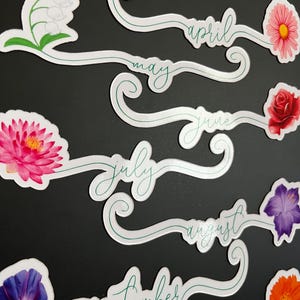 Flower Birth Month Calendar Magnets // Planner Months Magnets // Colorful Calendar Magnet Months