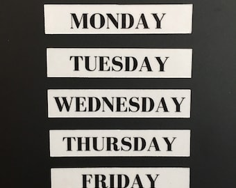 Magnetic Rectangle Days of the Week 1 inch high// Calendar Days Sunday through Saturday Magnets // Planner Magnets