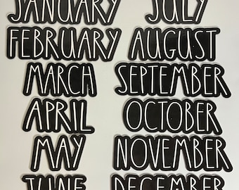 Rae Dunn Font Black Outline Calendar Months in Black // Learning Magnet Months // School Calendar Months for Teachers and Students